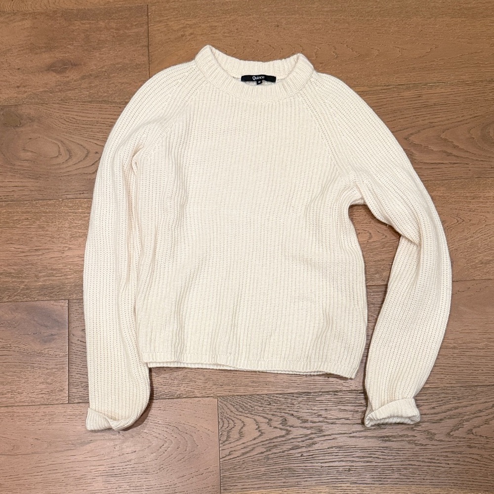 Quince Cream mongolian cashmere fisher Crew Sweater